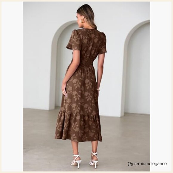 Summer Maxi Dress V-Neck Empire Waist Floral Boho Wedding Guest - Picture 4 of 7